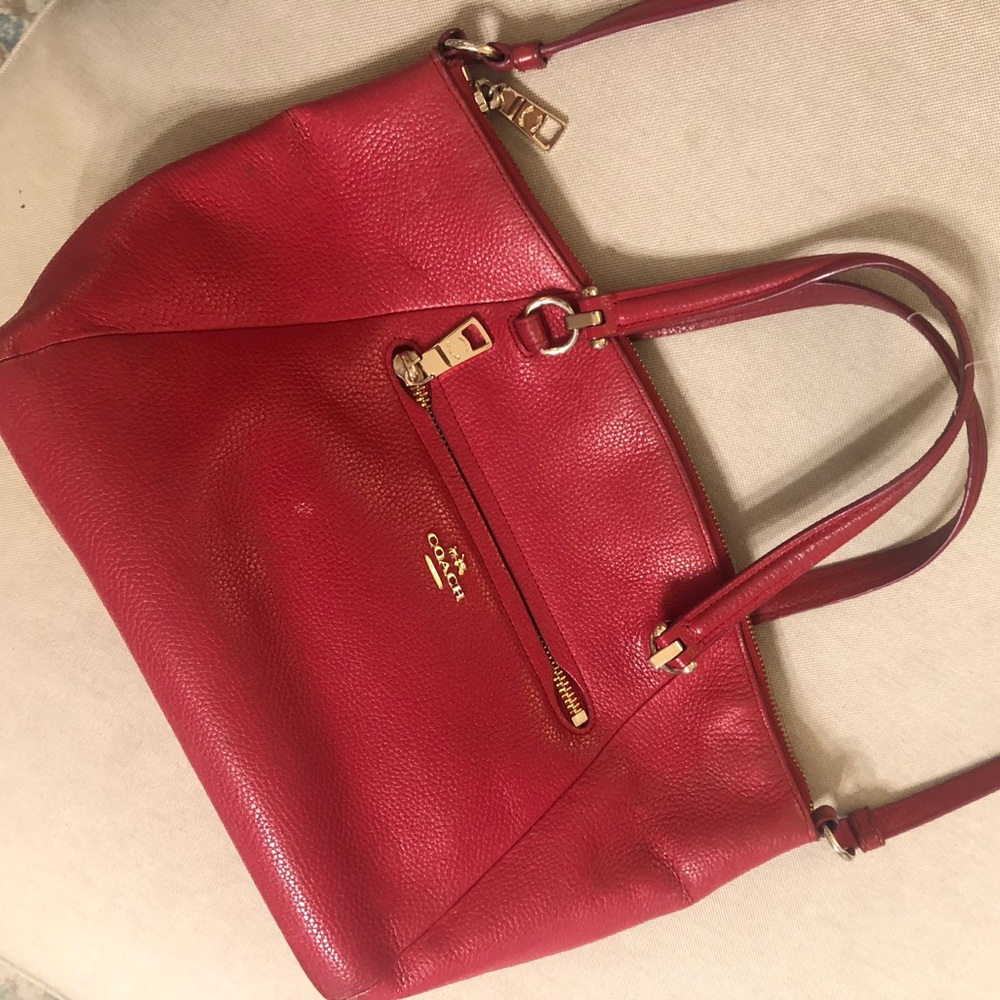 Well-loved Coach Prairie Leather Satchel - Red